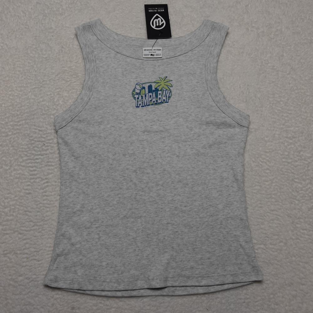 Where I'm From Tank Top Women Large Gray Tampa Bay Graphic Ash Heather NWT